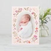 Pink Magical Meadow Fotogeboorteaankondiging Aankondiging (Staand voorkant)