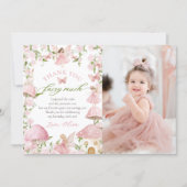 Pink Magical Mushroom Fairy Birthday Photo Bedankkaart (Voorkant)