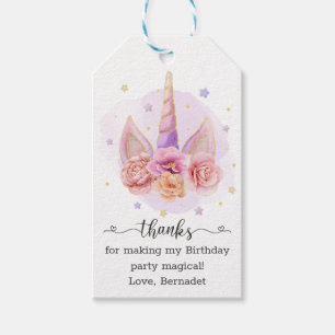 Pink Magical Unicorn Floral Horn Birthday Cadeaulabel