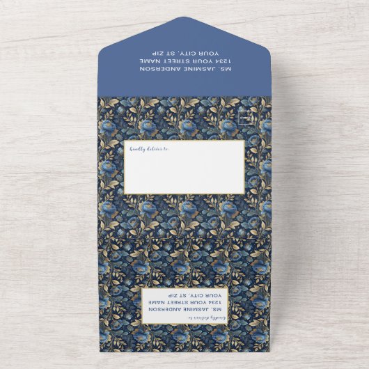 Pink Magnolia Blossom  All In One Uitnodiging (Buitenkant)