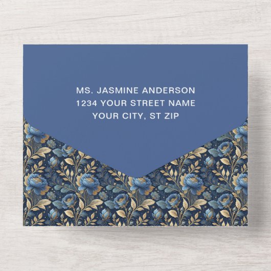 Pink Magnolia Blossom  All In One Uitnodiging (Achterkant)