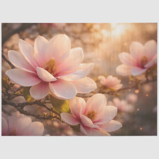 Pink Magnolia Blossom Decoupage Tissuepapier (Voorkant)