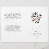 Pink Magnolia Floral Folded Wedding Programme (Voorkant)