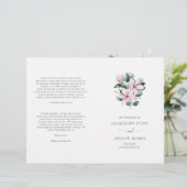 Pink Magnolia Floral Folded Wedding Programme (Staand voorkant)