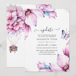 Pink Magnolia Floral Wedding Update Kaart