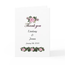 Pink Magnolia Greenery Floral Weddenschap Bedankt
