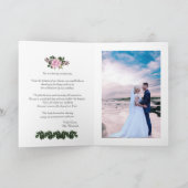 Pink Magnolia Greenery Floral Weddenschap Bedankt Kaart (Binnen)