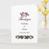 Pink Magnolia Greenery Floral Weddenschap Bedankt Kaart (Gele Bloem)