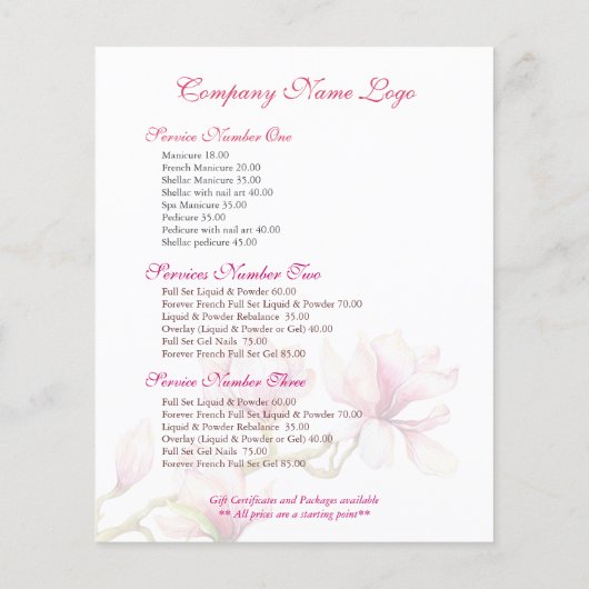 Pink Magnolia Pink & Grey Typography Service Mene Flyer (Achterkant)