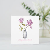 Pink Magnolia Watercolor Botanical Feestdagenkaart (Staand voorkant)