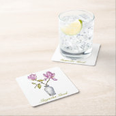 Pink Magnolia Watercolor Botanical Kartonnen Onderzetters (Insitu)