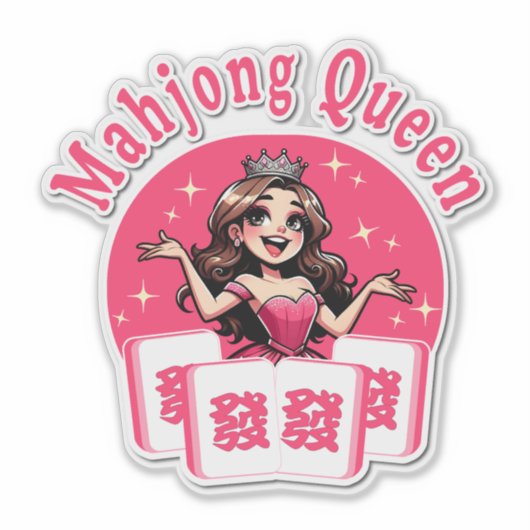 Pink Mahjong Queen Sticker (Voorkant)