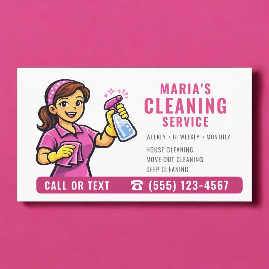Pink Maid House Cleaning Service Visitekaartje
