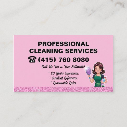 Pink Maid Janitorial Cleaning Service Visitekaartje (Achterkant)