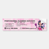 Pink Maid Janitorial Lady House Cleaning Service Bumpersticker (Voorkant)