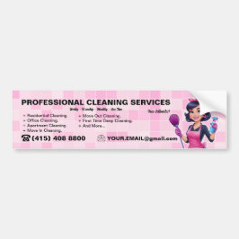 Pink Maid Janitorial Lady House Cleaning Service Bumpersticker