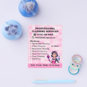 Pink Maid Janitorial Lady House Cleaning Service Flyer (Enkel)