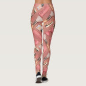 Pink Makeup Cosmetics Pattern Glitter Leggings (Achterkant)