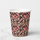 Pink Makeup Cosmetics Pattern Glitter  Papieren Bekers (Achterkant)