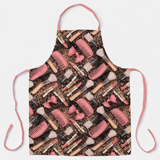 Pink Makeup Cosmetics Pattern Glitter  Schort (Voorkant)