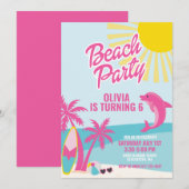 Pink Malibu beach birthday Kaart (Voorkant / Achterkant)