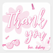 Pink Malibu Kom op Besties Verjaardag Dank u Vierkante Sticker (Voorkant)