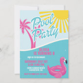 Pink Malibu Pool Party birthday Kaart (Voorkant)
