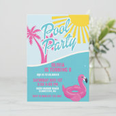 Pink Malibu Pool Party birthday Kaart (Staand voorkant)