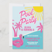 Pink Malibu Pool Party birthday Kaart (Voorkant)