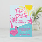 Pink Malibu Pool Party birthday Kaart (Staand voorkant)