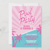Pink Malibu Pool Party verjaardag Kaart (Voorkant)