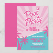 Pink Malibu Pool Party verjaardag Kaart (Voorkant / Achterkant)