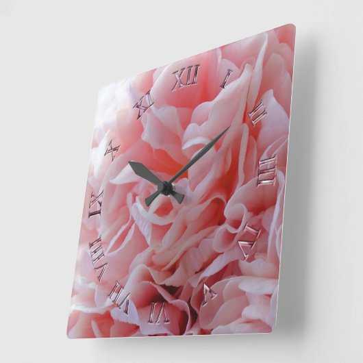 Pink Mallow Vierkante Klok (Hoek)