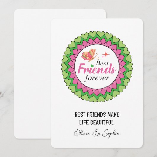 Pink Mandala Beste Vriend Gepersonaliseerd Feestdagenkaart (Voorkant / Achterkant)