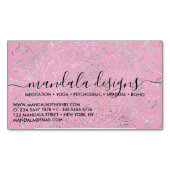 Pink Mandala Floral Script Magnetisch Visitekaartje (Voorkant)