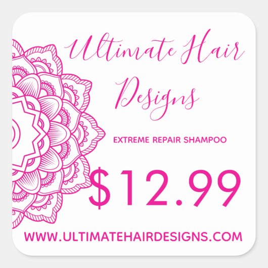 Pink Mandala Prijs Vierkante Sticker (Voorkant)