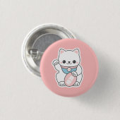 Pink Maneki Neko Ronde Button 3,2 Cm (Voorkant /achterkant)