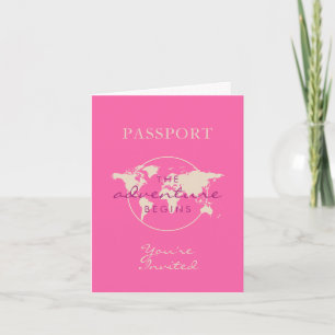 Pink Map Adventure Baby shower Passport vouwgemaak