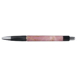 Pink Marble Background With Gold Veins Pen