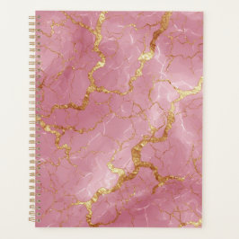 Pink Marble Background With Gold Veins Planner