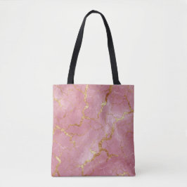 Pink Marble Background With Gold Veins Tote Bag