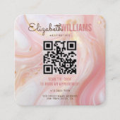 Pink Marble Beauty Aesthetics QR-code loyaliteit & Vierkante Visitekaartje (Voorkant)