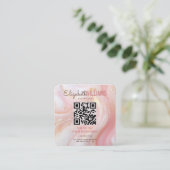 Pink Marble Beauty Aesthetics QR-code loyaliteit & Vierkante Visitekaartje (Staand voorkant)