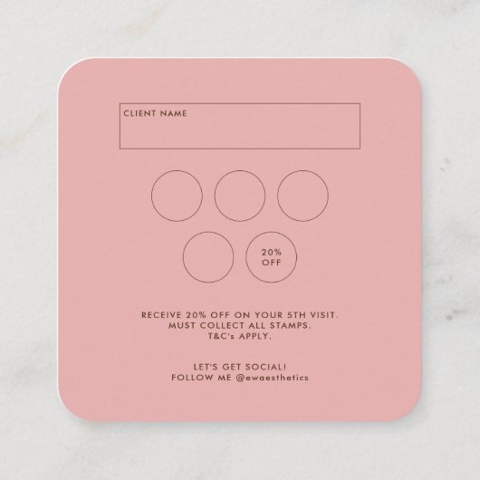 Pink Marble Beauty Aesthetics QR-code loyaliteit & Vierkante Visitekaartje (Achterkant)