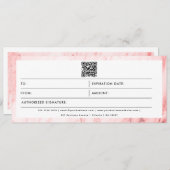 Pink Marble Business Logo QR Code Cadeaubon (Voorkant / Achterkant)