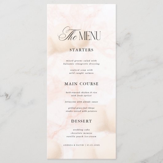Pink Marble Cloud Nine Baby Shower Bridal Shower Menu (Voorkant)
