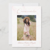Pink Marble Effect Minimalist Spanish Quinceañera Kaart (Voorkant)