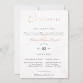 Pink Marble Effect Minimalist Spanish Quinceañera Kaart (Achterkant)