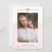 Pink Marble Effect Romantic Photo Twins Graduation Kaart (Voorkant)