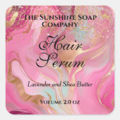 Pink marble & gold glitter dropper bottle label (Voorkant)